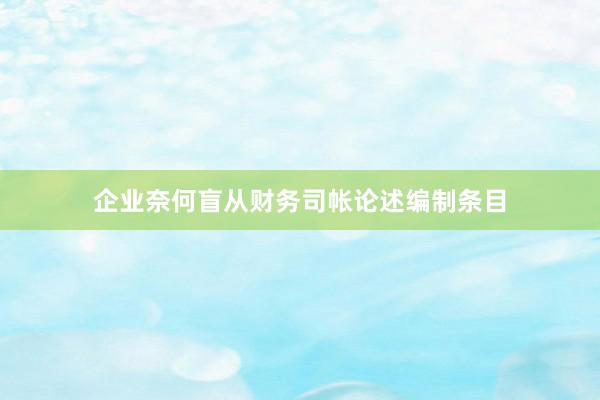 企业奈何盲从财务司帐论述编制条目