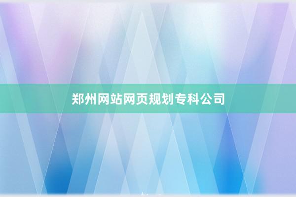 郑州网站网页规划专科公司
